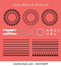 Custom borders, brushes, signs and symbols icons design elements set