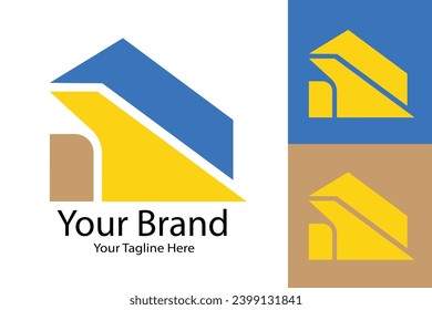 Custom building logo design in natural geometric shape art style. Good for branding, advertising, real estate, construction, home and business cards. Vector Illustration Design