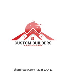 Custom Building logo, Modern Real Estate Company Logo, Construction Working Industry logo template