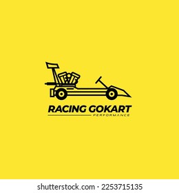 Custom built racing go kart logo vector icon illustration