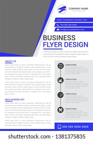 Custom business flyer template blue. Vector illustration.