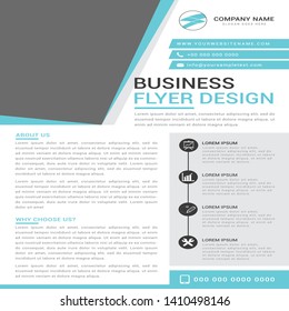 Custom business flyer template the cyan. Vector illustration.
