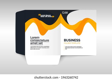 Custom Business Folder Printing. Business folder for files, design. The layout is for posting information about the company, photo, text.