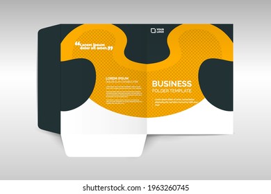Custom Business Folder Printing. Business folder for files, design. The layout is for posting information about the company, photo, text.