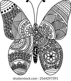 Custom butterfly coloring page decorative mandala design