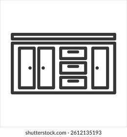 Custom Cabinetry Icon Vector Illustration Outline