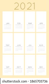 Custom Calender 2021 Template in 1:2 page size ratio. You can add your artwork on this template