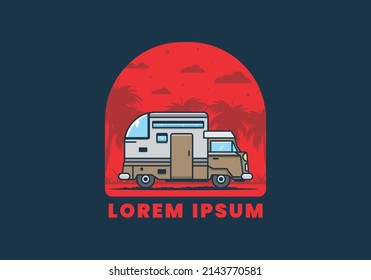 custom camper car flat illustration design