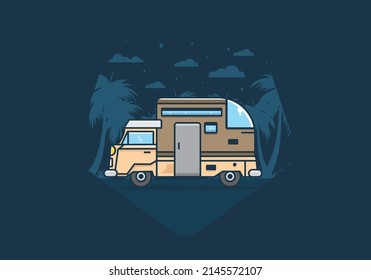 custom camper car flat illustration design