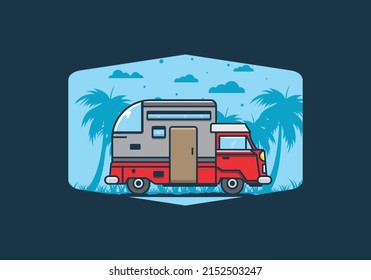 custom camper car flat illustration design