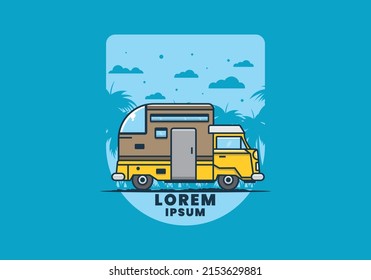 custom camper car flat illustration design