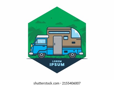 custom camper car flat illustration design