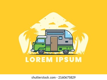 custom camper car flat illustration design
