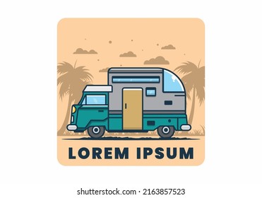 custom camper car flat illustration design