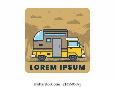 custom camper car flat illustration design