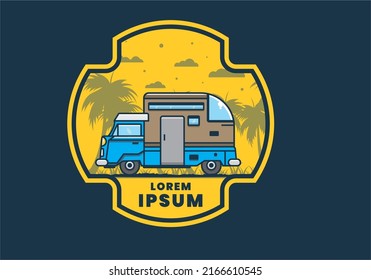 custom camper car flat illustration design