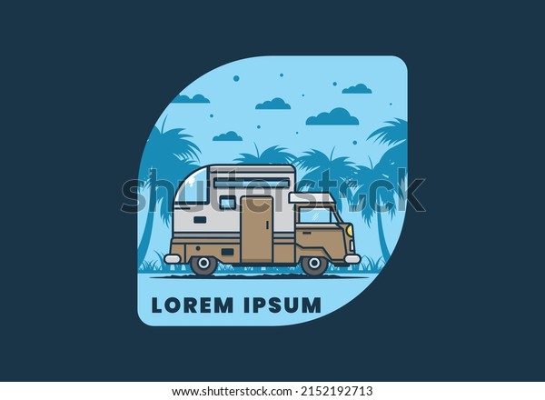 custom camper car\
flat illustration\
design