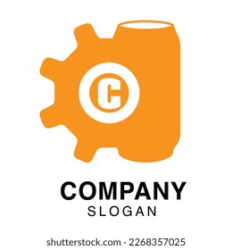 Custom can company vector logo illustration.