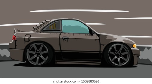 custom car art vector illustration isolated with dark background
