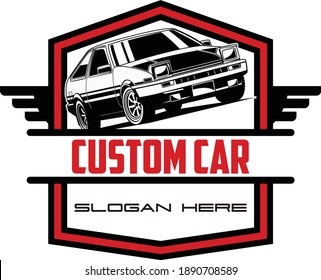 Custom Car Community Logo Line Art Vector Isolated