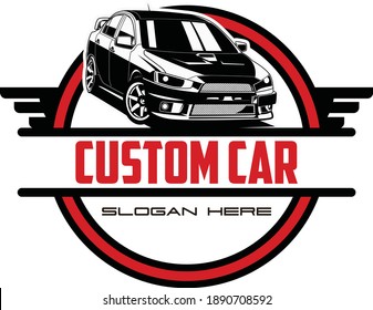 Vector de arte de línea de logotipo comunitario de coches personalizado aislado