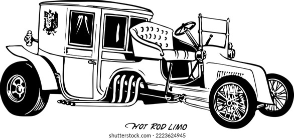 Custom Car Hot Rod Limo Illustration