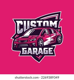 Custom car mascot logo for car workshop, garage, and car club