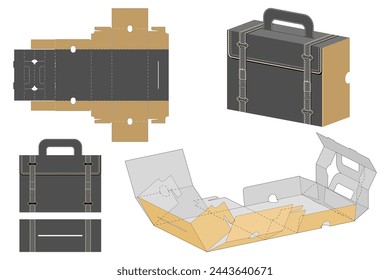 Custom Carry On Protective Box Design Self-Closing.
Briefcase with Handle, Package, Suitcase for Children’s Toys, Promotional Products and Footwear. Folding Ready Tray  Retail Favor Die Cut Template. 