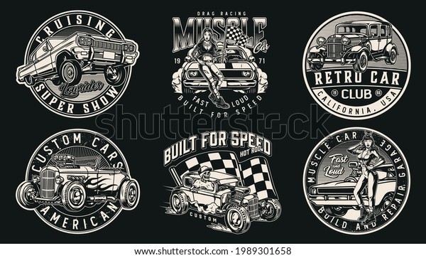 Custom Cars Vintage Prints Muscle Lowrider Stock Vector (Royalty Free ...