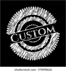 Custom chalk emblem written on a blackboard