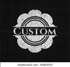 Custom chalkboard emblem on black board