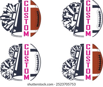 Custom Cheer American Football, Cheerleader, Cheerleading Cut Files