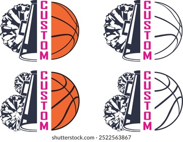 Custom Cheer Basketball, Basketball Clipart, Cheerleader Cut Files