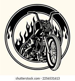 Custom chopper motorbike artwork, which can be added fonts or accessories as needed.