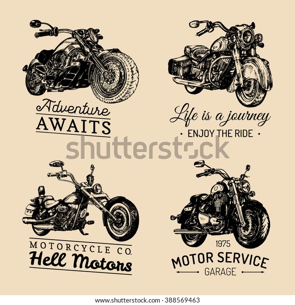 Custom Chopper Motorcycle Logos Set Detailed Stock Vector (Royalty Free ...