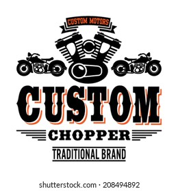 Custom Chopper. T-Shirt design for men. Vector version