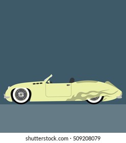 custom classic car, cabriolet car side view