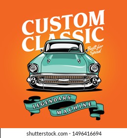 Custom classic car with ribbon banner