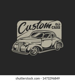 Custom Classic Car Vector Illustration On Dark Background