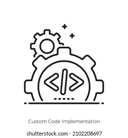 Custom Code Implementation Icon. Outline Style Icon Design Isolated On White Background