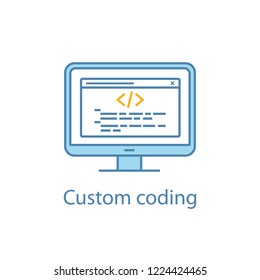 Custom coding color icon. Programming. Website development. Website optimization. Point-to-point integration. Isolated vector illustration