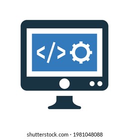 Custom coding, developer, programming icon. Editable vector isolated on a white background.