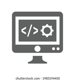 Custom coding, developer, programming icon. Gray color vector graphics..