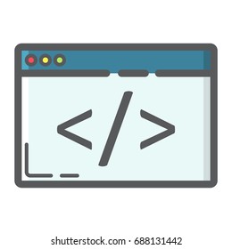 Custom coding filled outline icon, seo and development, browser programming sign vector graphics, a colorful line pattern on a white background, eps 10.