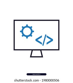 Custom Coding icon, Icons for business, Business icon vector, Business Icon, Vector illustration.