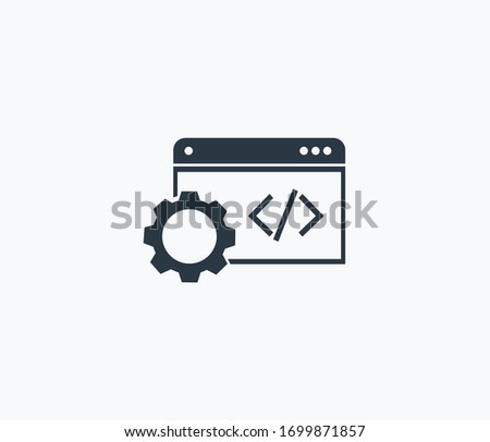 Custom coding icon isolated on clean background. Custom coding icon concept drawing icon in modern style. Vector illustration for your web mobile logo app UI design.