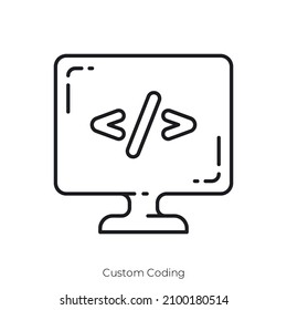 Custom Coding icon. Outline style icon design isolated on white background