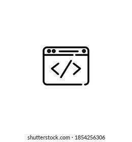 Custom coding icon. Seo and marketing icon. Search engine opimization. Simple, flat, outilne, black.