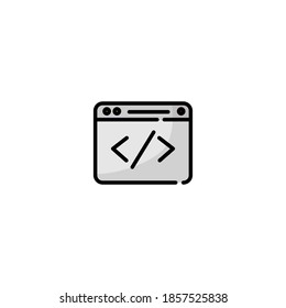Benutzerdefiniertes Codierungssymbol. Seo und Marketing Symbol. Optimierungssymbol für Suchmaschinen. Flat, Umriss, einfach, schwarz, Farbe.