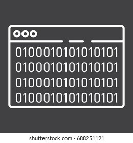 Custom coding line icon, seo and development, browser programming sign vector graphics, a linear pattern on a black background, eps 10.